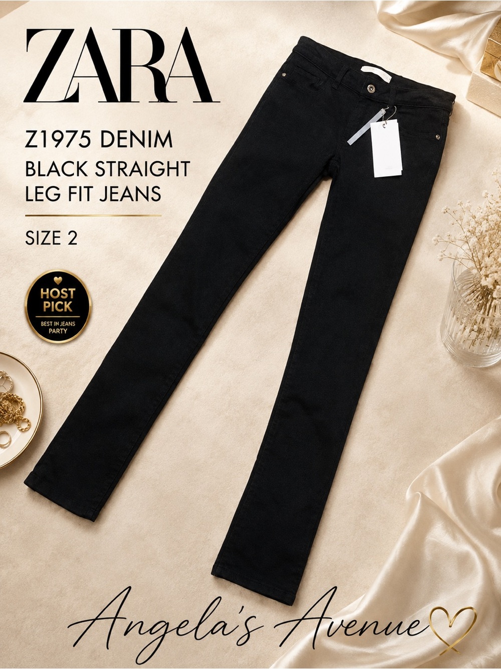 ZaraZ1975 Denim Black Straight Leg Fit Jeans 🎉HOST PICK🎉 NEW